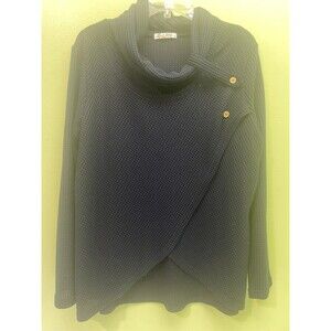 Slig Polyester Top SZ 2X Long Sleeve Navy Blue